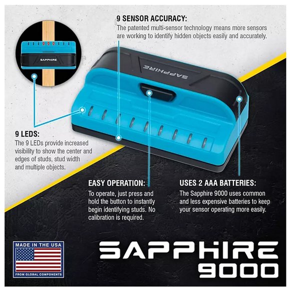 PROFESSIONAL STUD FINDER ,Sapphire 9000 by Franklin Sensors with Battery NIB - Picture 4 of 9